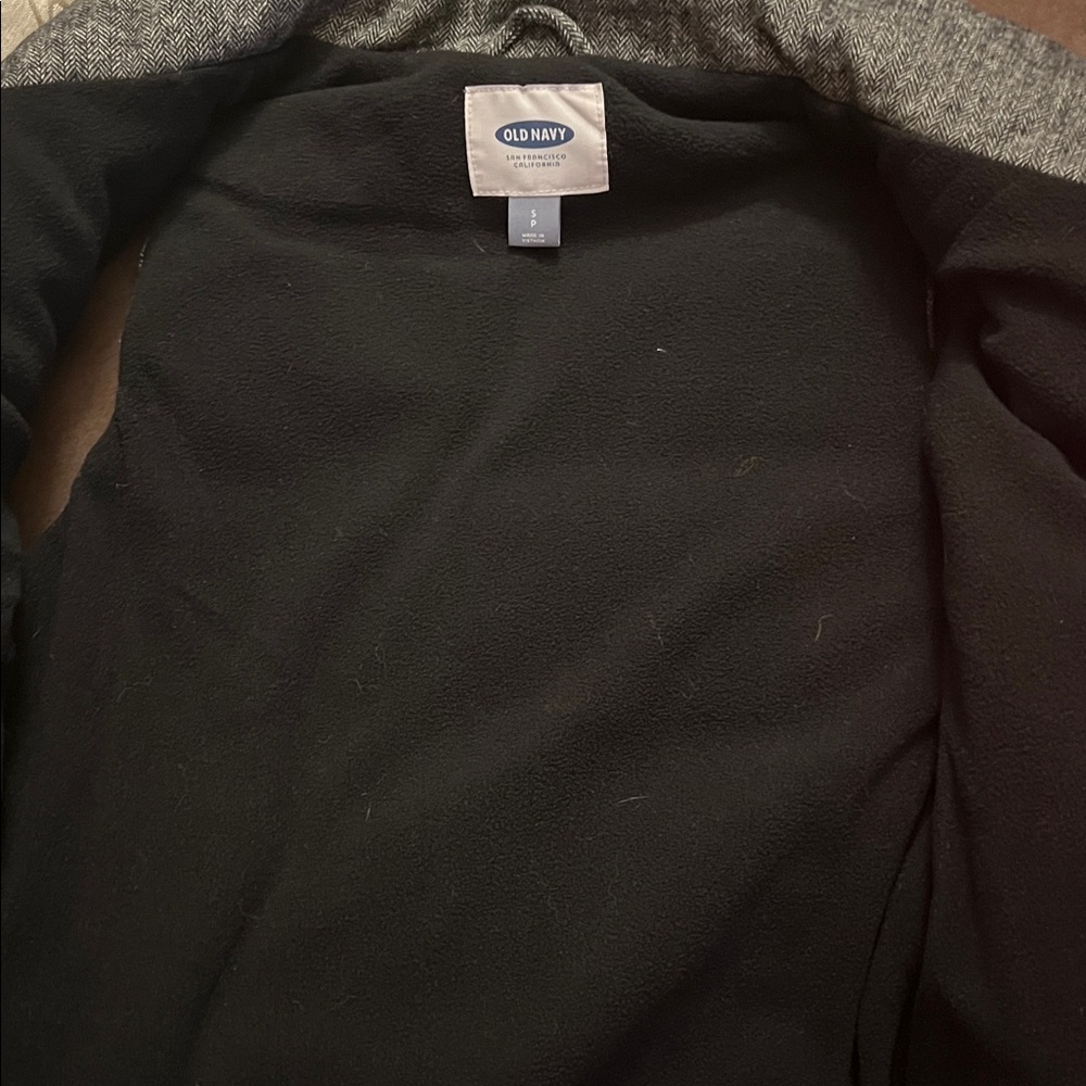 Old Navy Cozy Charcoal Herringbone Fleece Lined Quilted Puffer Vest-size SP, EUC - Picture 4 of 6